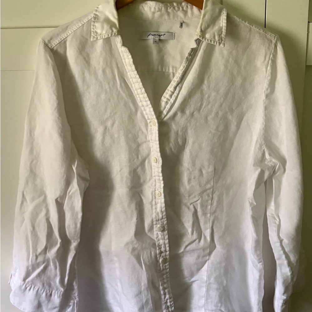 Classic White Linen Button-Up Shirt
